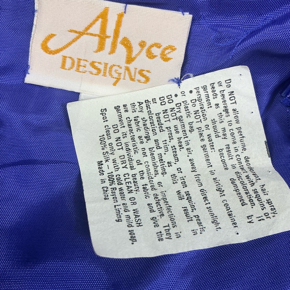 Vintage 90s Alyce Designs purple beaded 100% silk cocktail dress size small - Picture 3 of 10